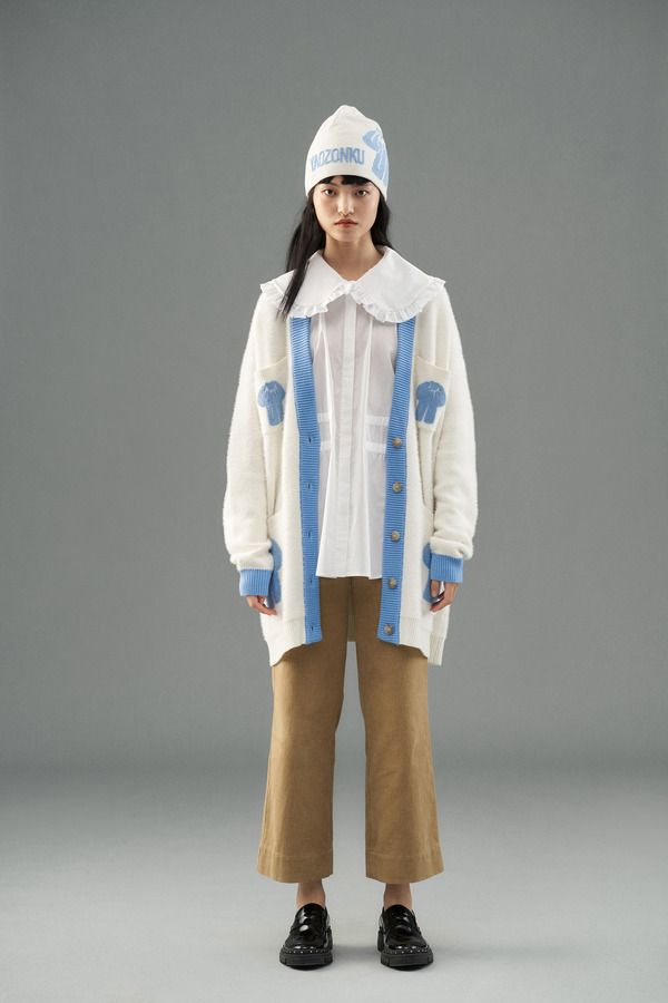 蝴蝶结立体绣花针织开衫毛衣