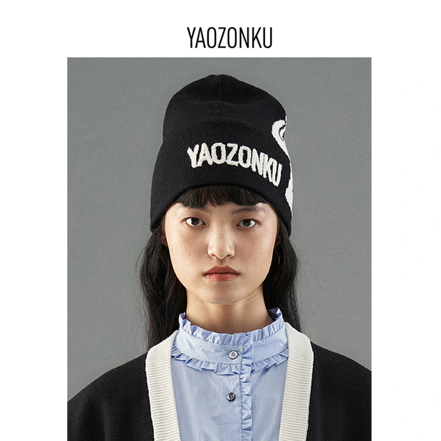 蝴蝶结图案针织冷帽