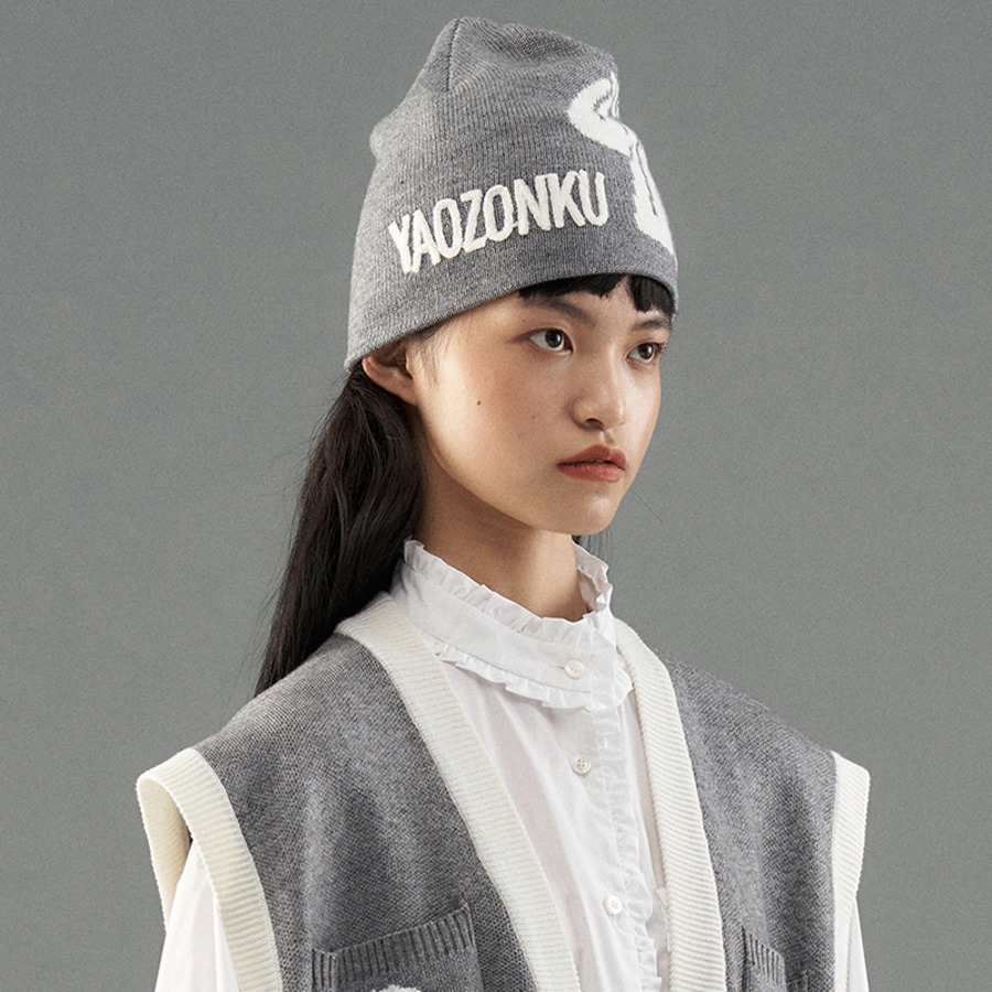 蝴蝶结图案针织冷帽