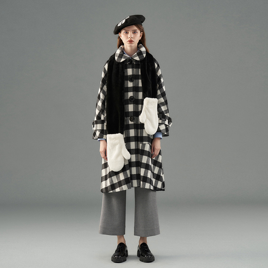 仿皮草手套围巾