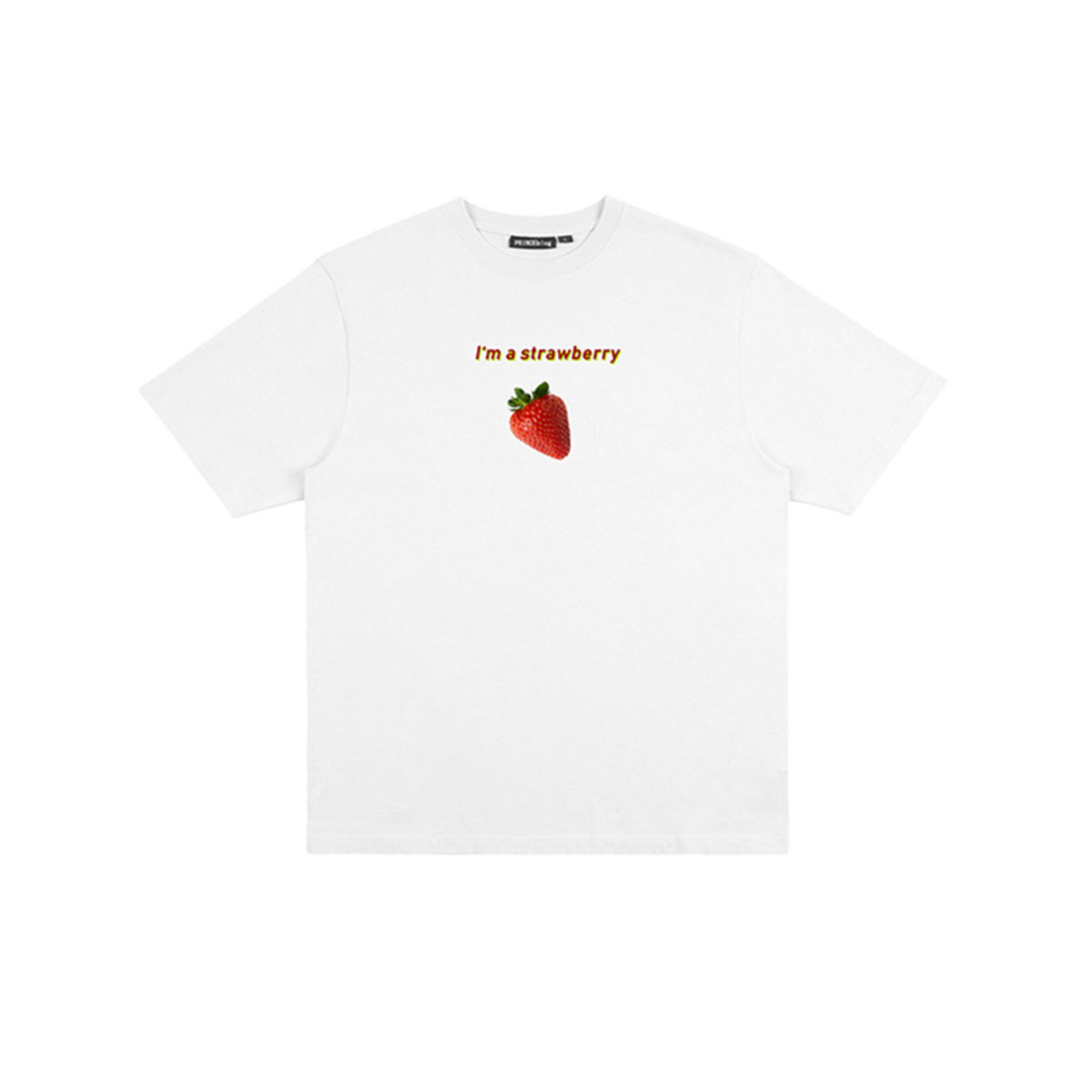 PrinceBlog潮牌 夏季草莓印花图案 圆领短袖t恤男女ulzzang情侣装-5