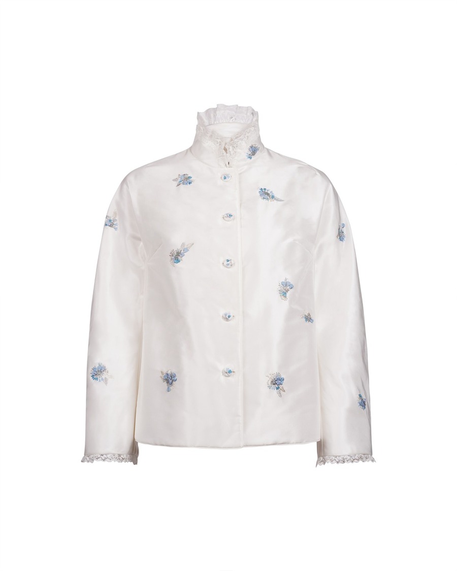 刺绣立领真丝外套