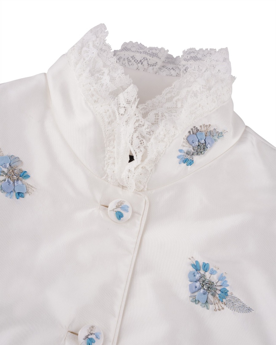 刺绣立领真丝外套-5