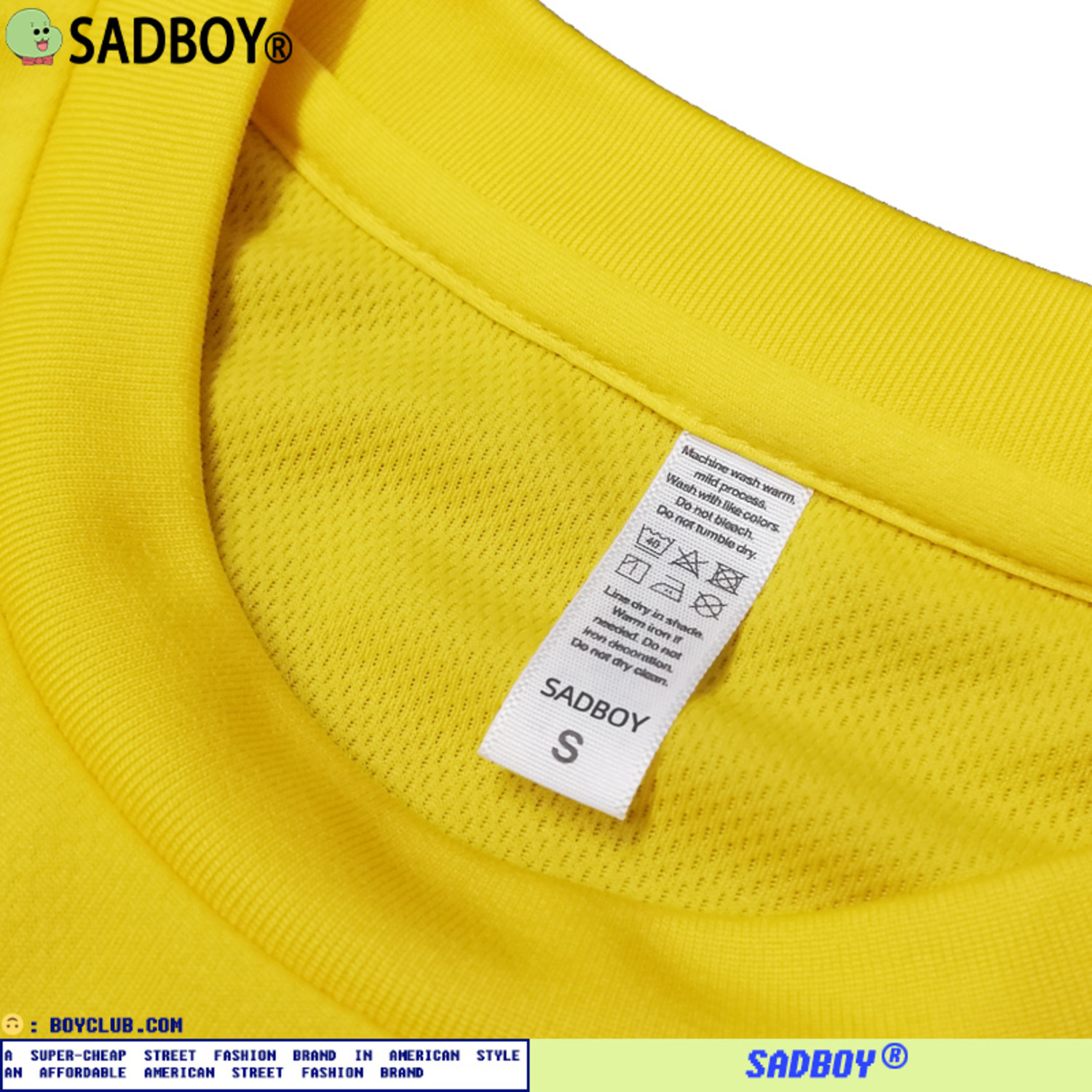 SadBoy2021新款潮青春黄色百搭纯色网眼运动圆领男女透气 长袖T恤-4