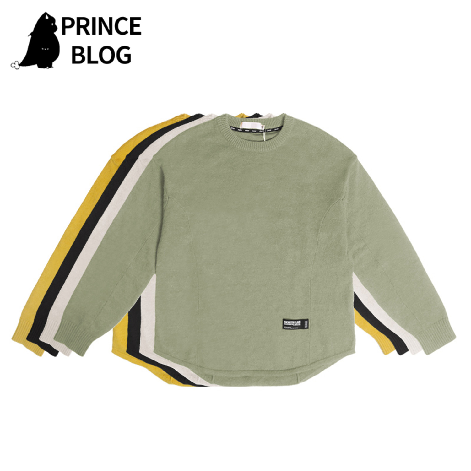PrinceBlog2020秋冬款圆领套头纯色休闲复古潮牌长袖毛衣针织衫