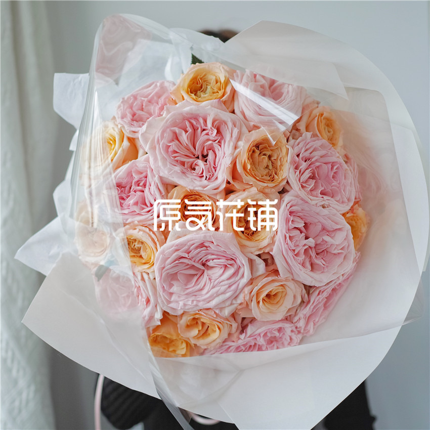 原气花铺-花店-上海-北京棉花糖--厄瓜多尔微光荔枝玫瑰花束-2