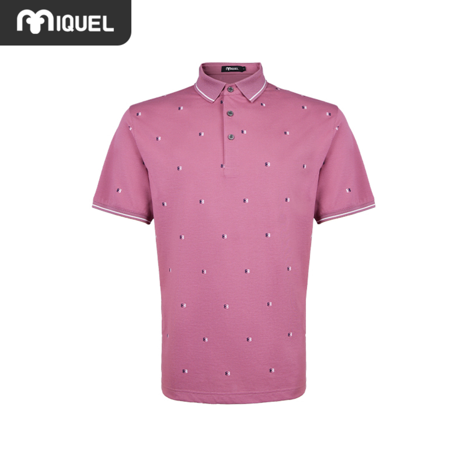 米盖尔MIQUEL/男士t恤短袖休闲Polo领三色logo图案修身短T恤衫男-6