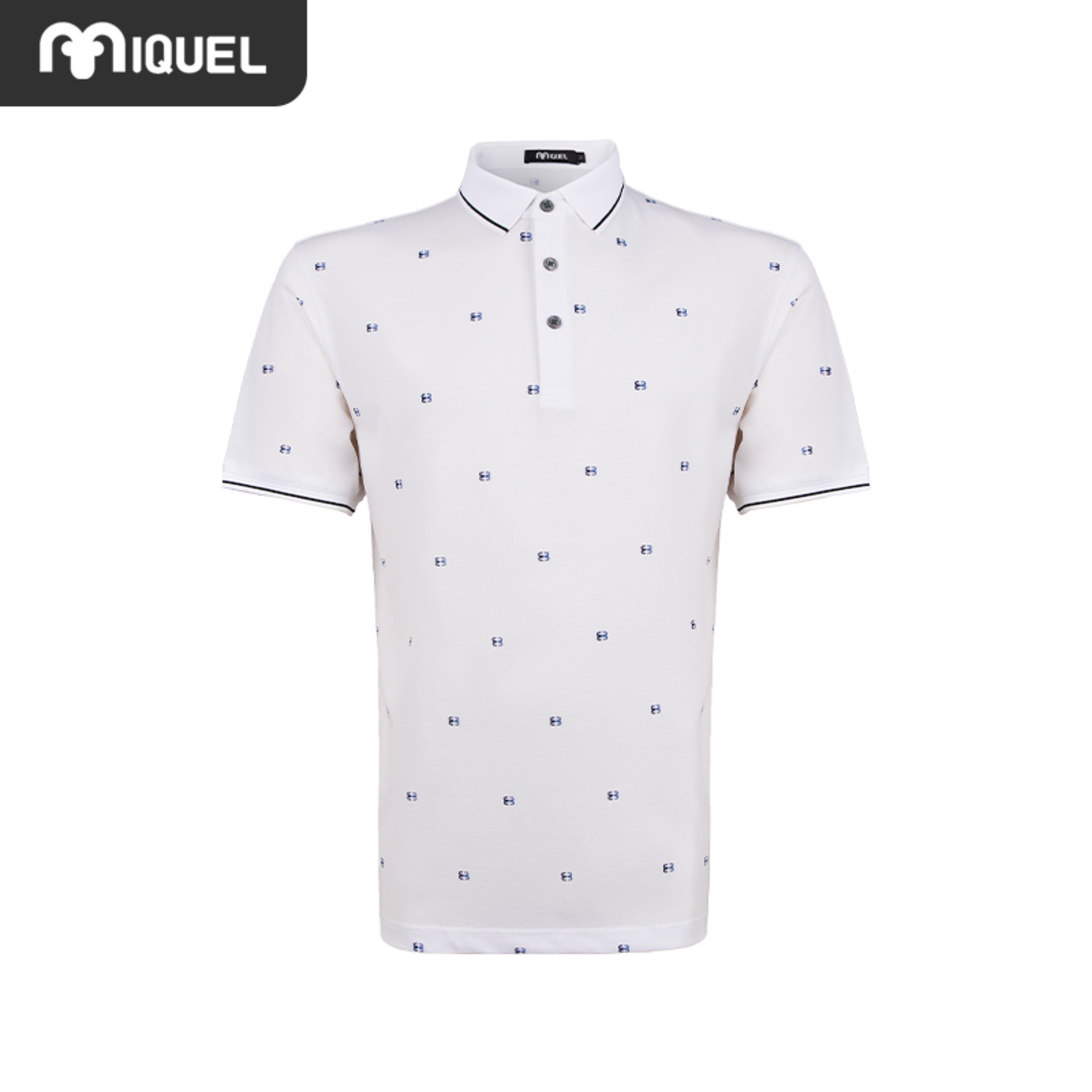 米盖尔MIQUEL/男士t恤短袖休闲Polo领三色logo图案修身短T恤衫男-8