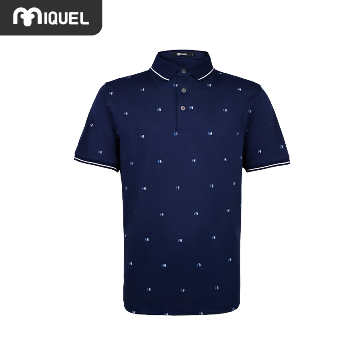 米盖尔MIQUEL/男士t恤短袖休闲Polo领三色logo图案修身短T恤衫男-7