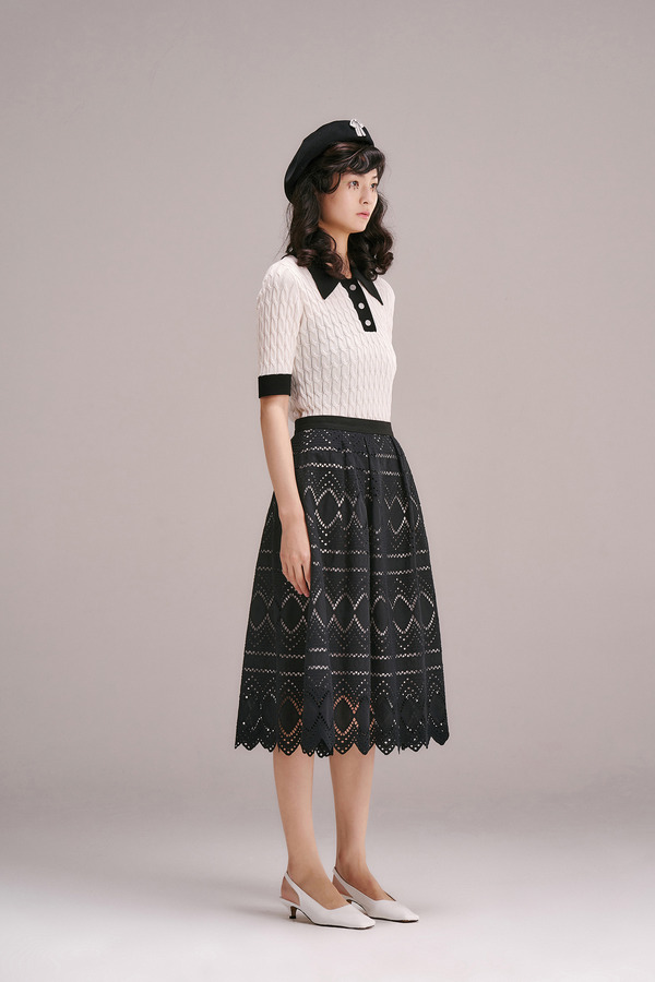 立体编织花纹POLO针织衫