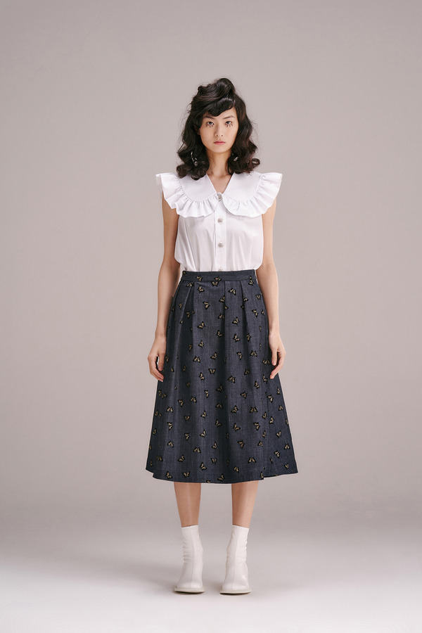 烫金印花牛仔半裙