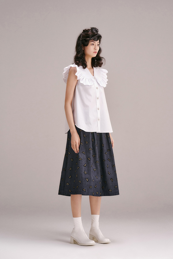 烫金印花牛仔半裙