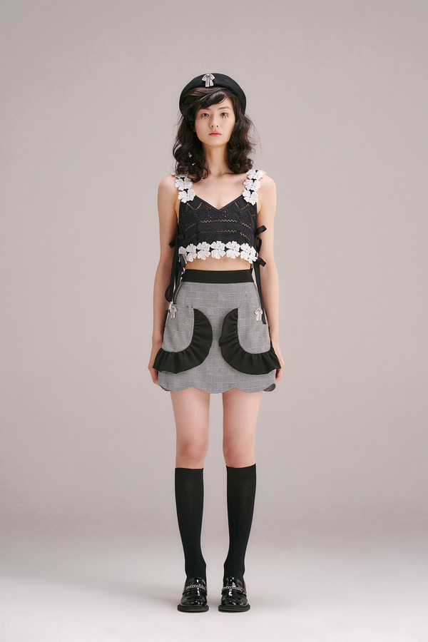 珠片花朵刺绣系带马甲