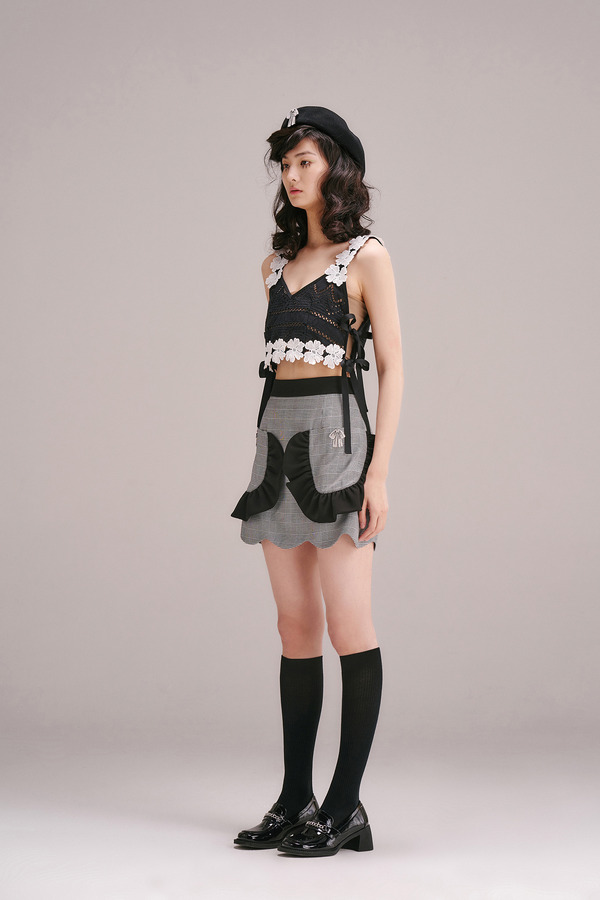 珠片花朵刺绣系带马甲