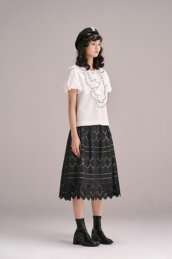 彼得潘领花边上衣