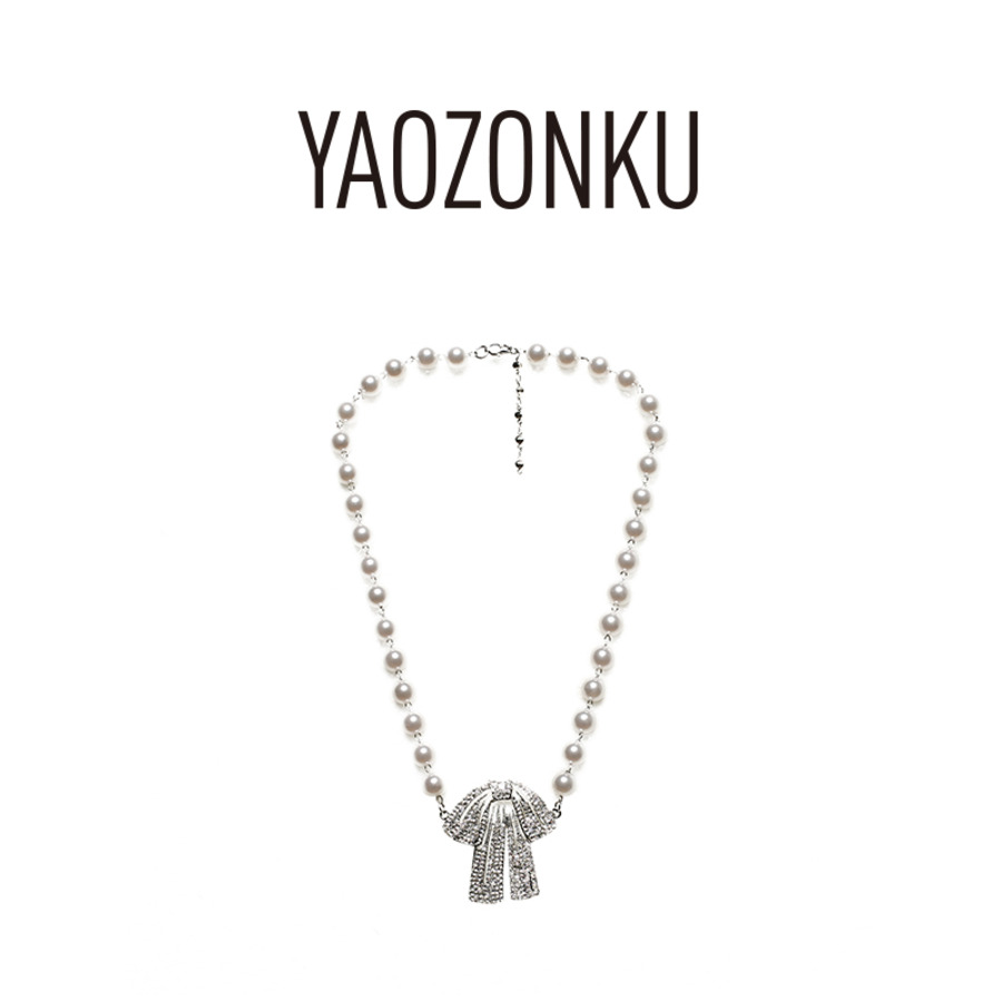 蝴蝶结珍珠颈链