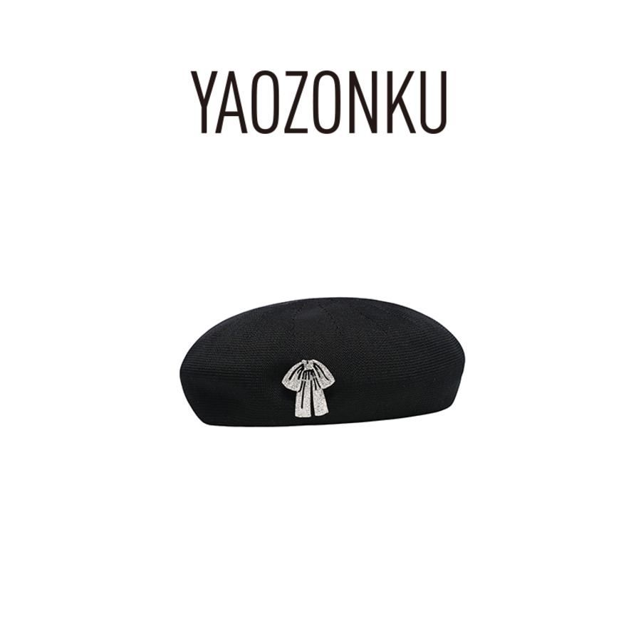 蝴蝶结钻饰贝雷帽