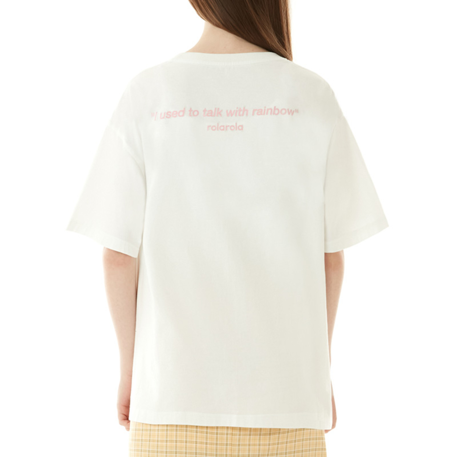 爱心形印花纯色短袖纯棉T恤-3