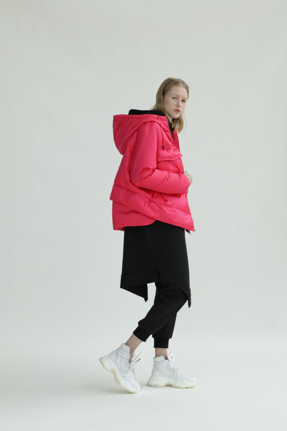 箱型大口袋宽松款羽绒服-2