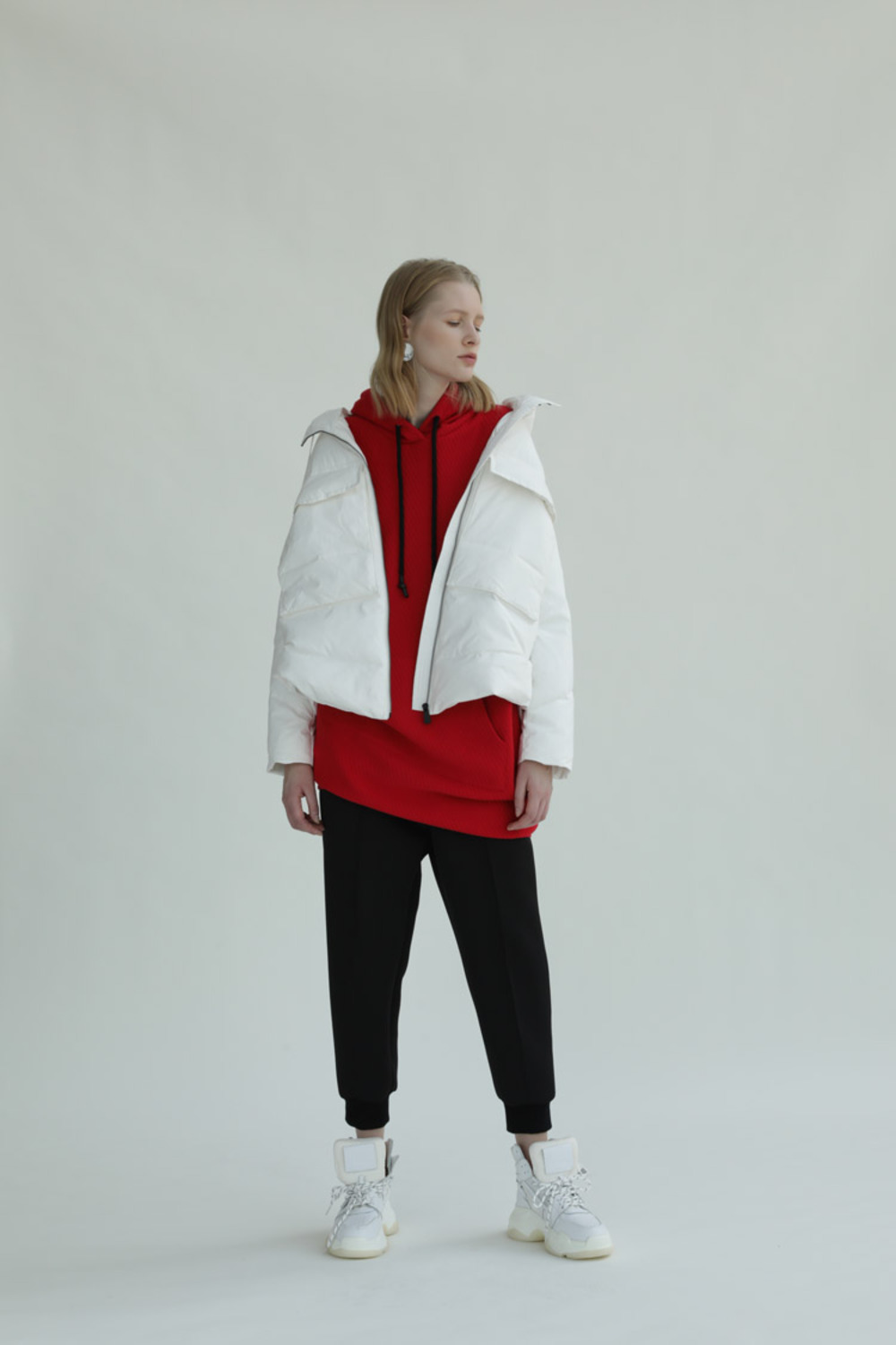 箱型大口袋宽松款羽绒服-4