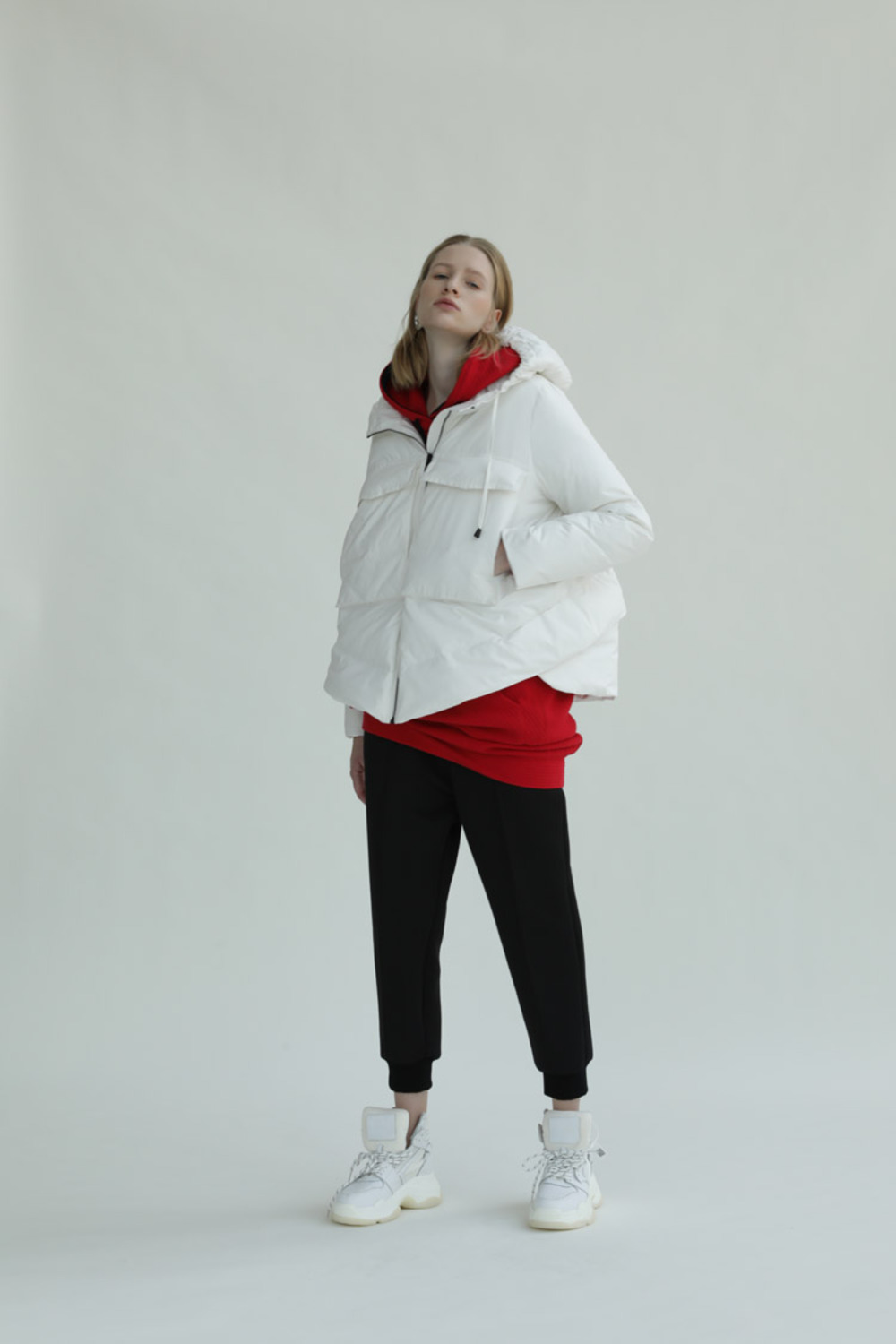 箱型大口袋宽松款羽绒服-2