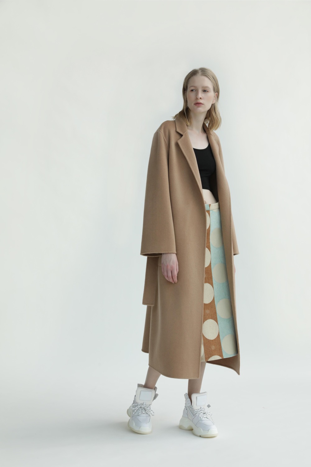 超细羊毛手工双面呢睡衣式系腰大衣-3