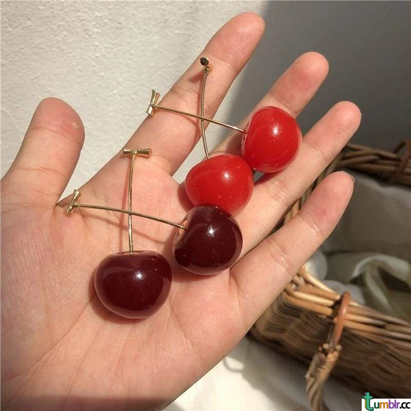 Realistic Cherry Earrings 樱桃耳坠