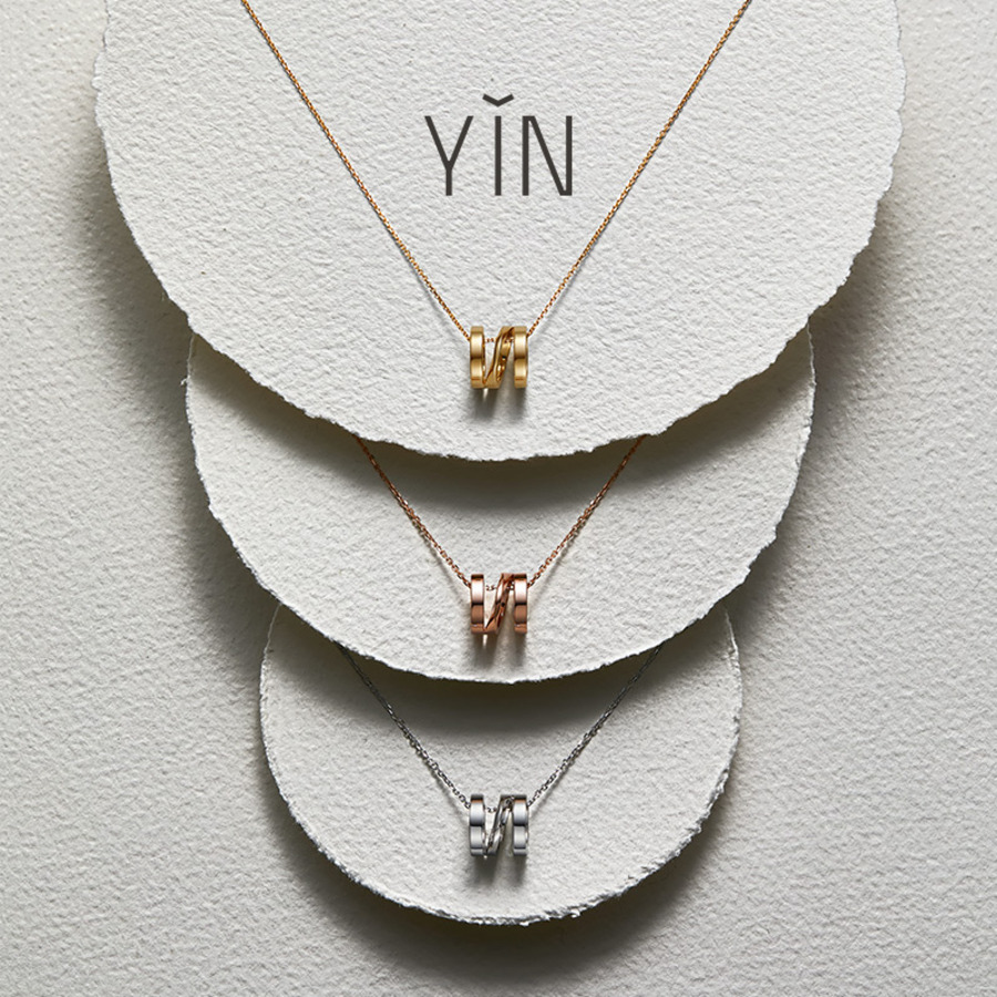 YIN隐 莫比乌斯环简约气质18K金锁骨链-2