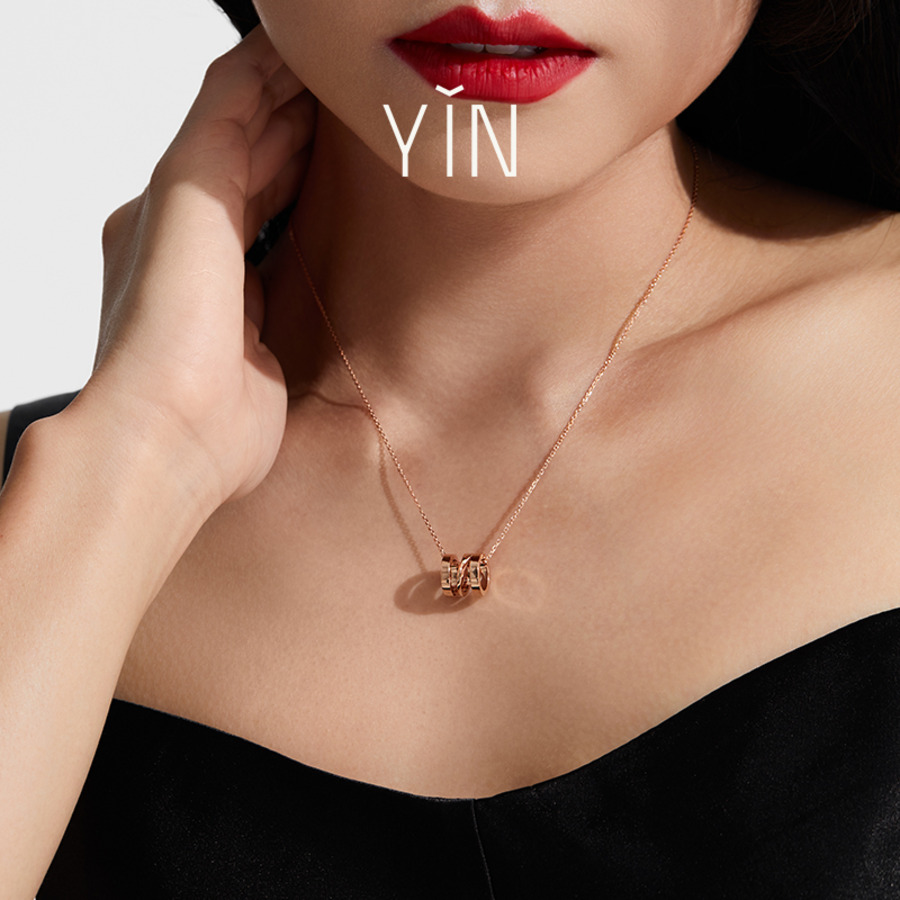 YIN隐 莫比乌斯环简约气质18K金锁骨链-5