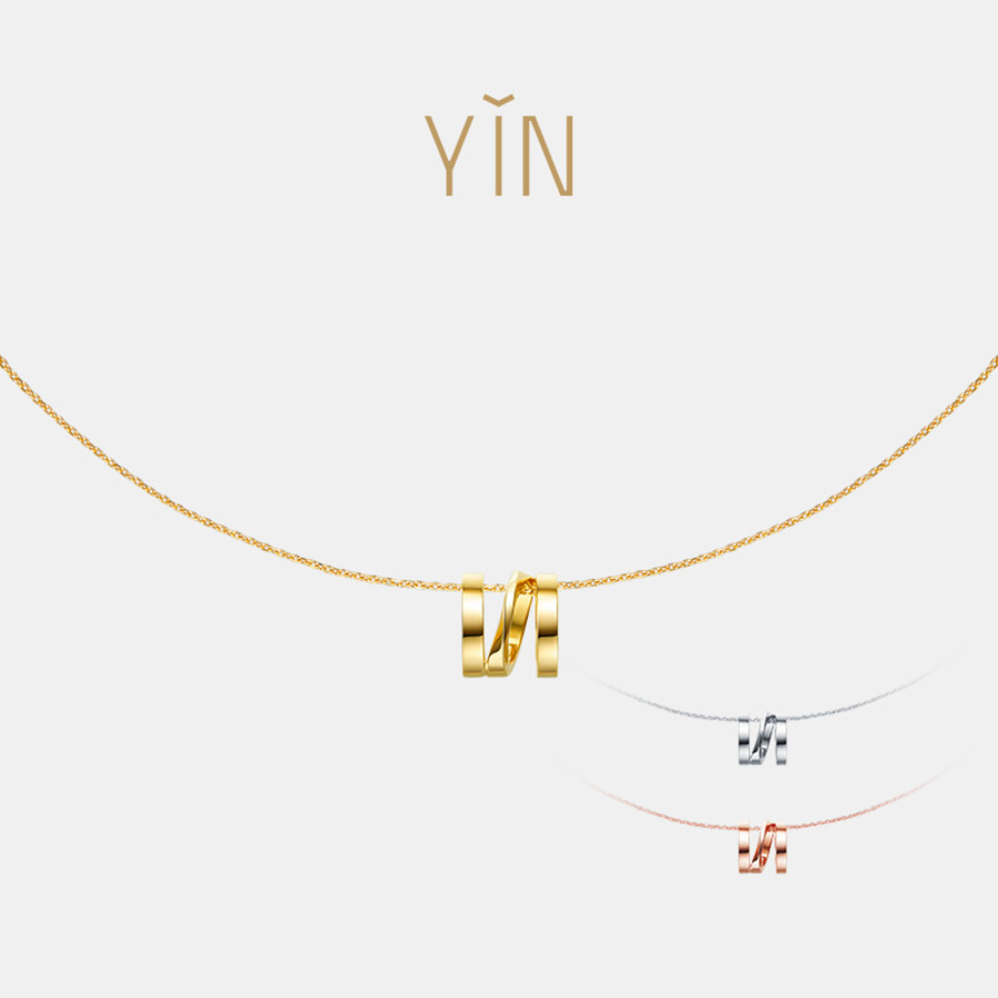 YIN隐 莫比乌斯环简约气质18K金锁骨链-1