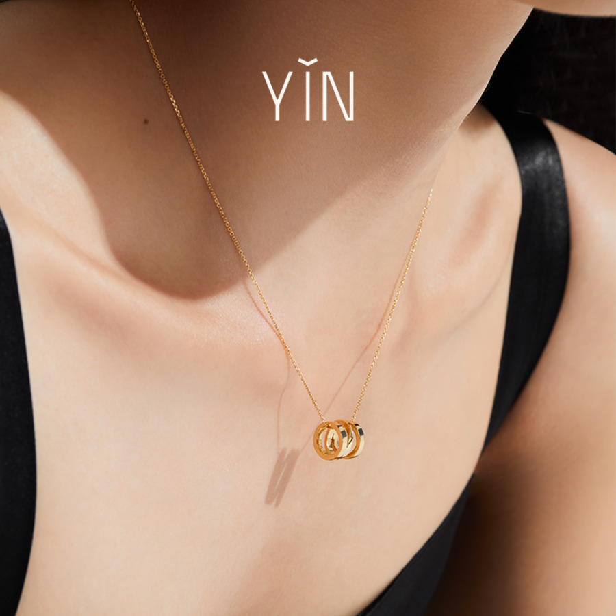 YIN隐 莫比乌斯环简约气质18K金锁骨链-6