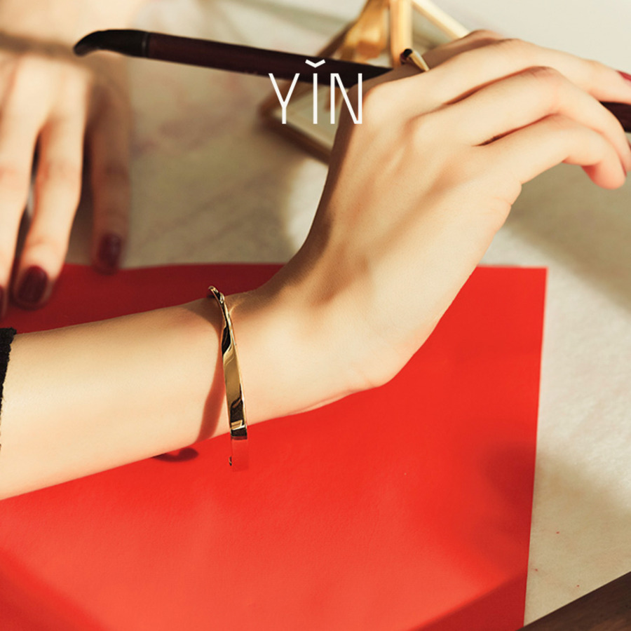 YIN隐 莫比乌斯环加厚镶钻款开口手镯-3