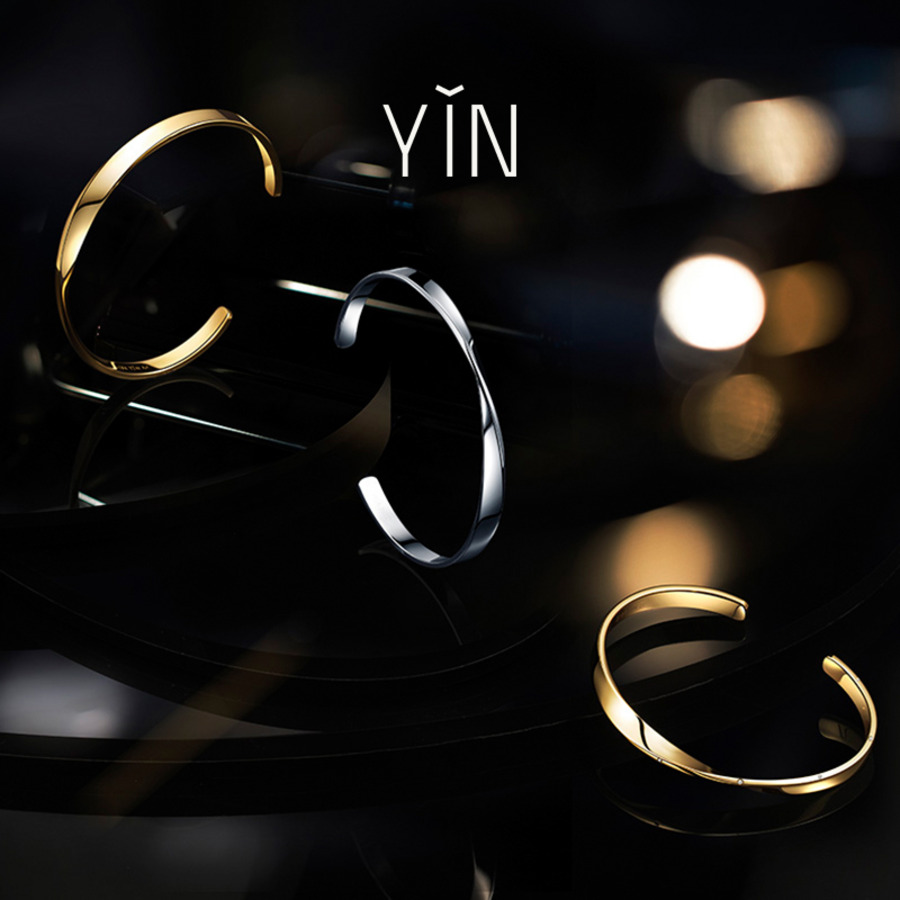 YIN隐 莫比乌斯环加厚镶钻款开口手镯-2