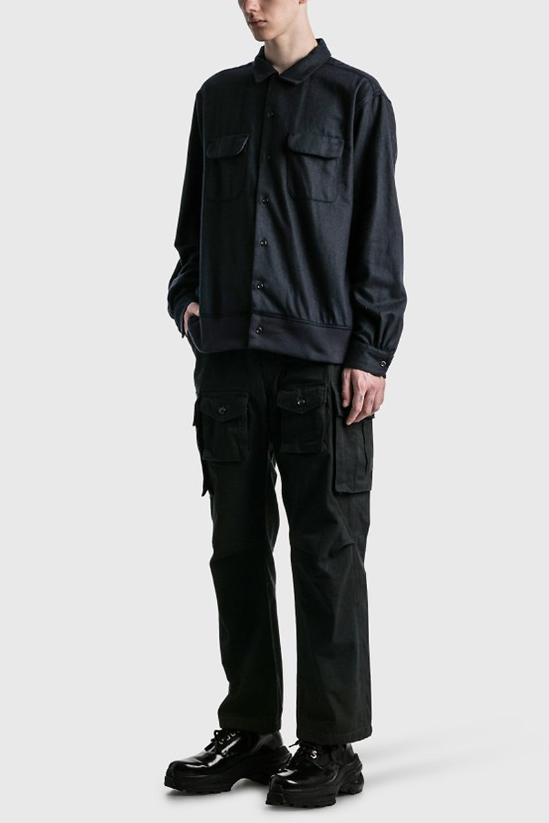 Engineered Garments Classic Shirt-Dark Navy Wool Cotton