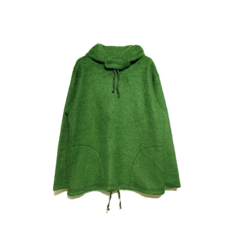 Engineered Garments Long Sleeve Hoodie-Green Solid Mohair