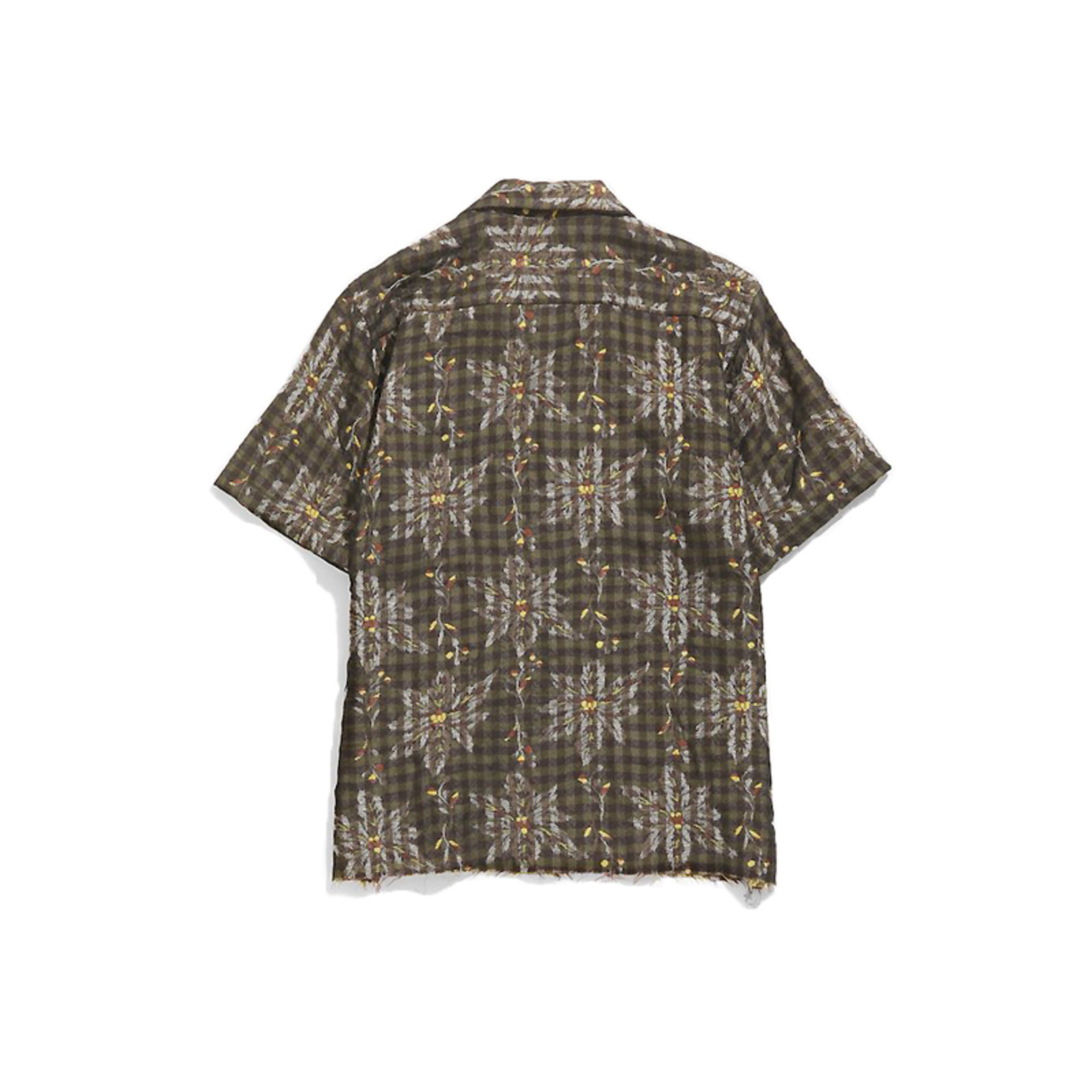 NEEDLES 21AW S/S CLASSIC SHIRT - W/CU/AC FLOWER/PLAID JQ.