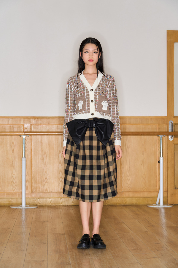 蝴蝶结刺绣针织开衫