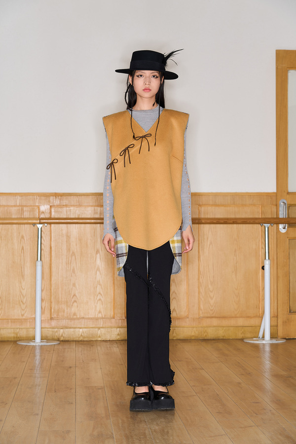 拼色垫肩双面呢马甲