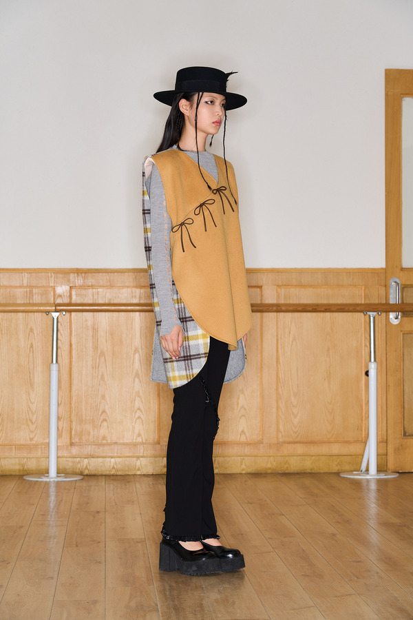 拼色垫肩双面呢马甲