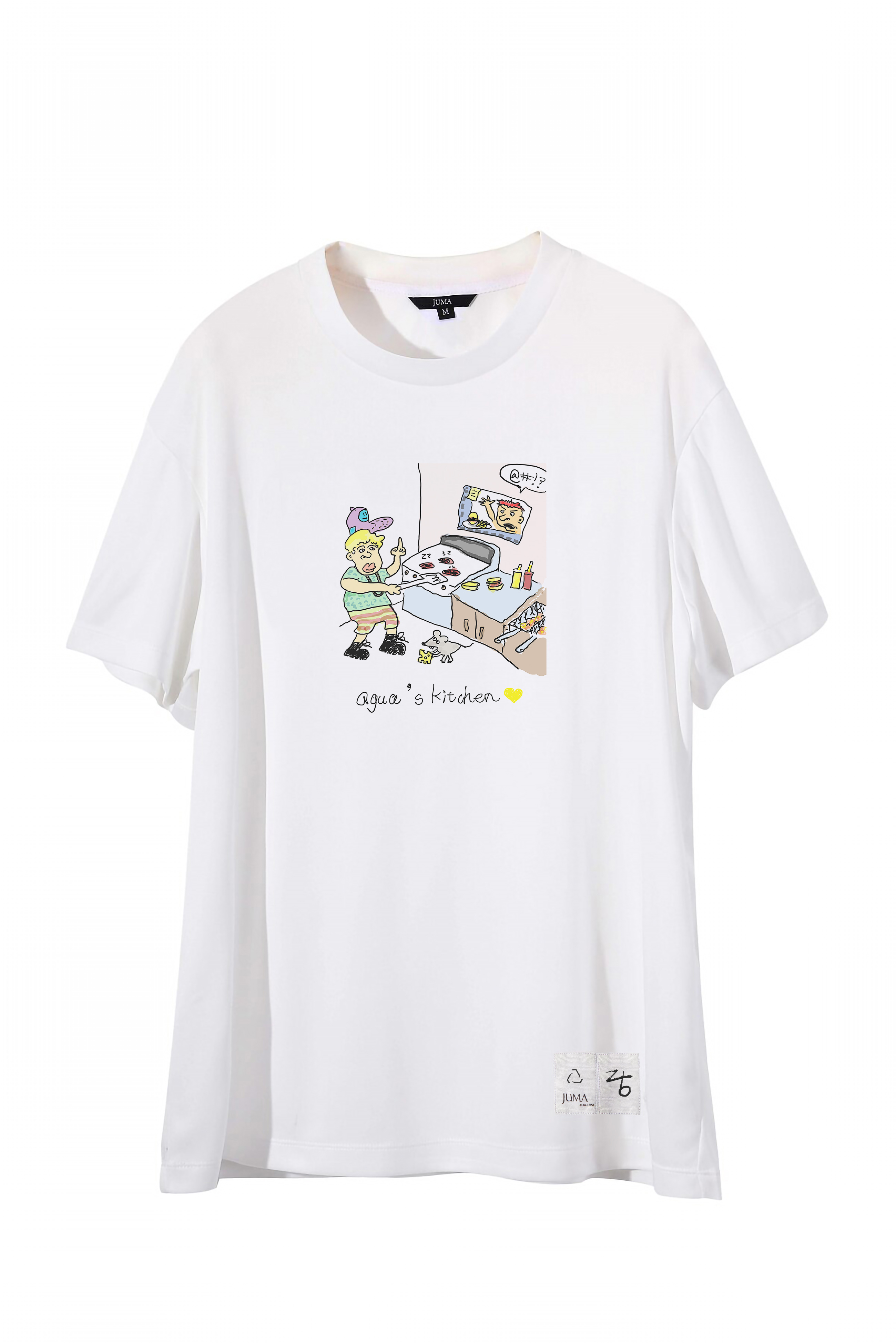 Z+B Aqua厨房印花T恤 - 4个回收水瓶 - 白色｜Z+B Aqua kitchen Print T-Shirt - 4 Recycled Water Bottles - White