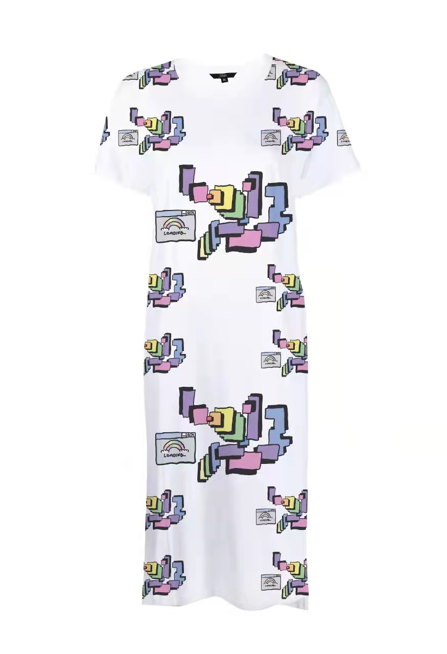 Z+B装载印花吊带裙 - 15个回收水瓶 - 白色｜Z+B Loading Print Slip Dress- 15 Recycled Water Bottles - White