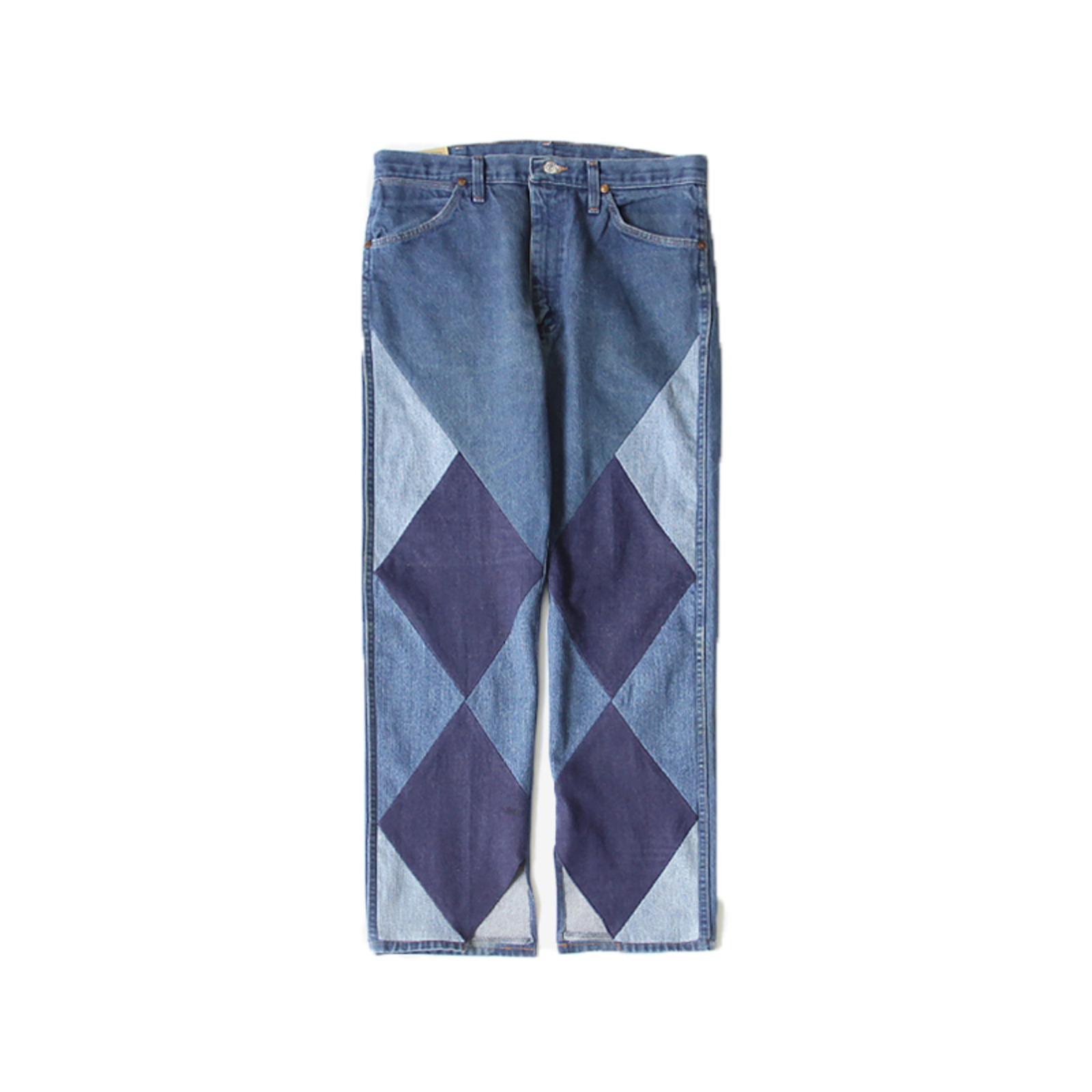 SEVEN BY SEVEN 21AW REWORK DENIM PANTS-DIAMOND PATTERN