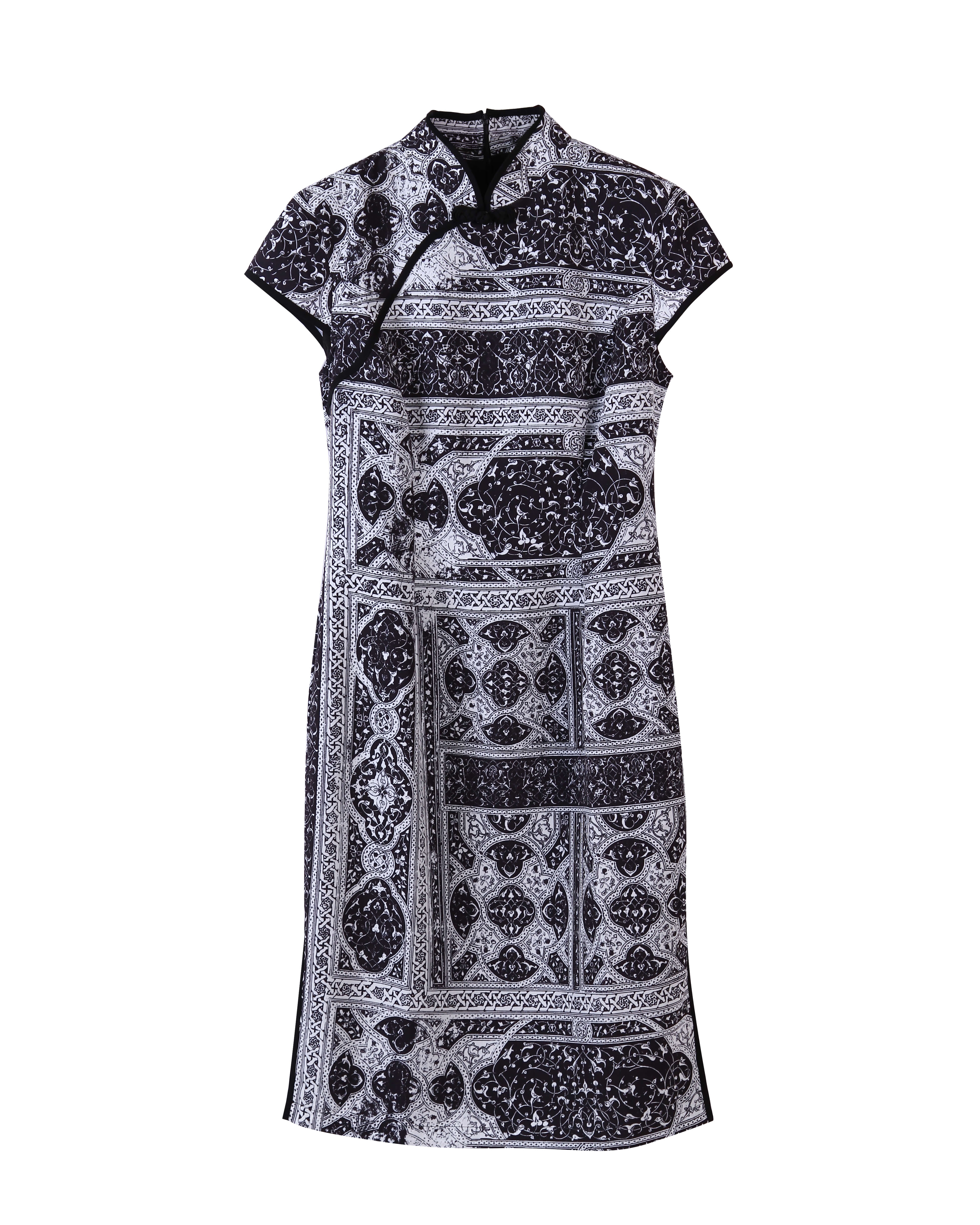 AKM X JUMA Shahnameh 旗袍 - 12个回收水瓶 - 黑色｜ Qipao Dress - 12 Recycled Water Bottles - Black