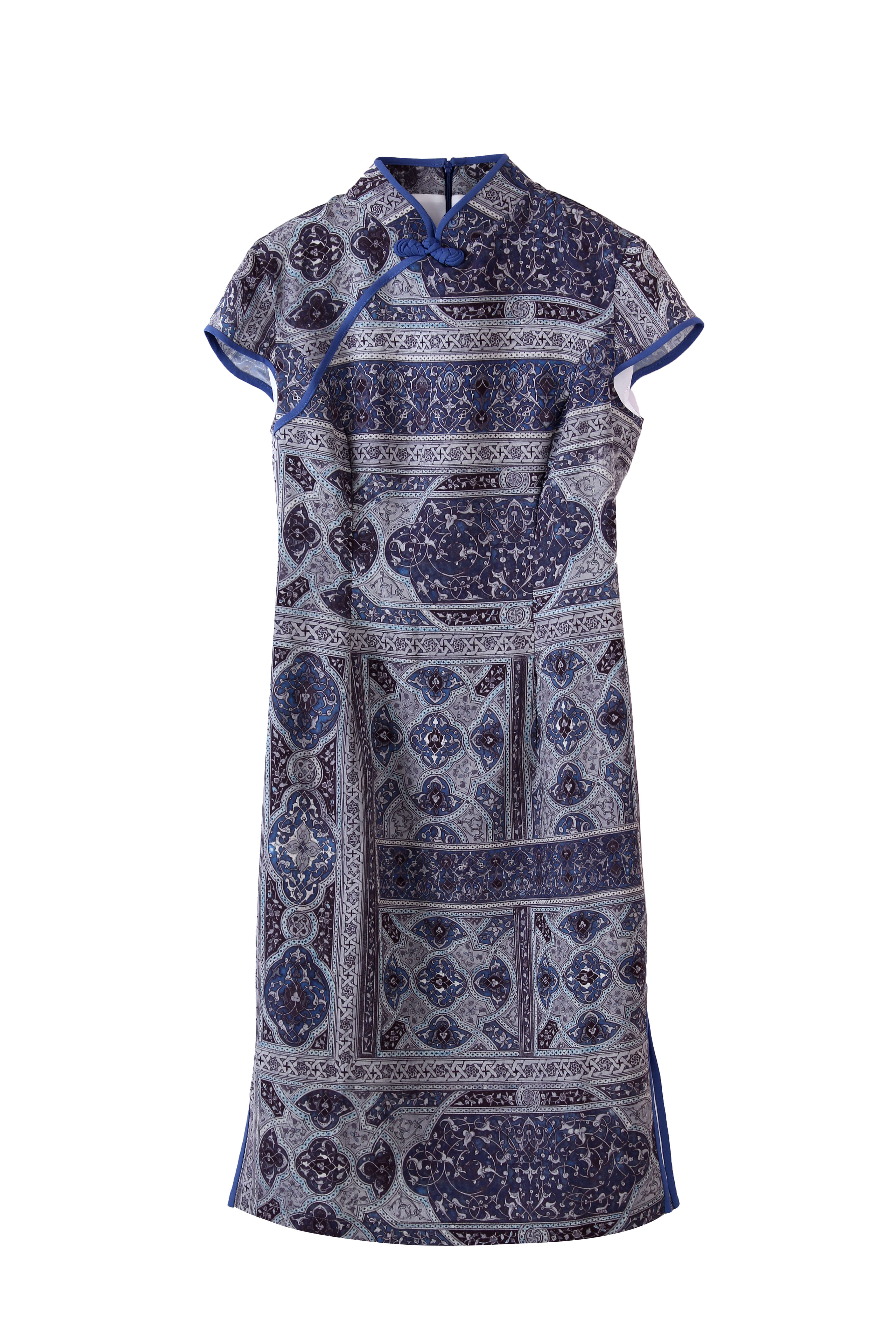 AKM X JUMA Shahnameh 旗袍 - 12个回收水瓶 - 蓝色｜ Qipao Dress - 12 Recycled Water Bottles - Blue