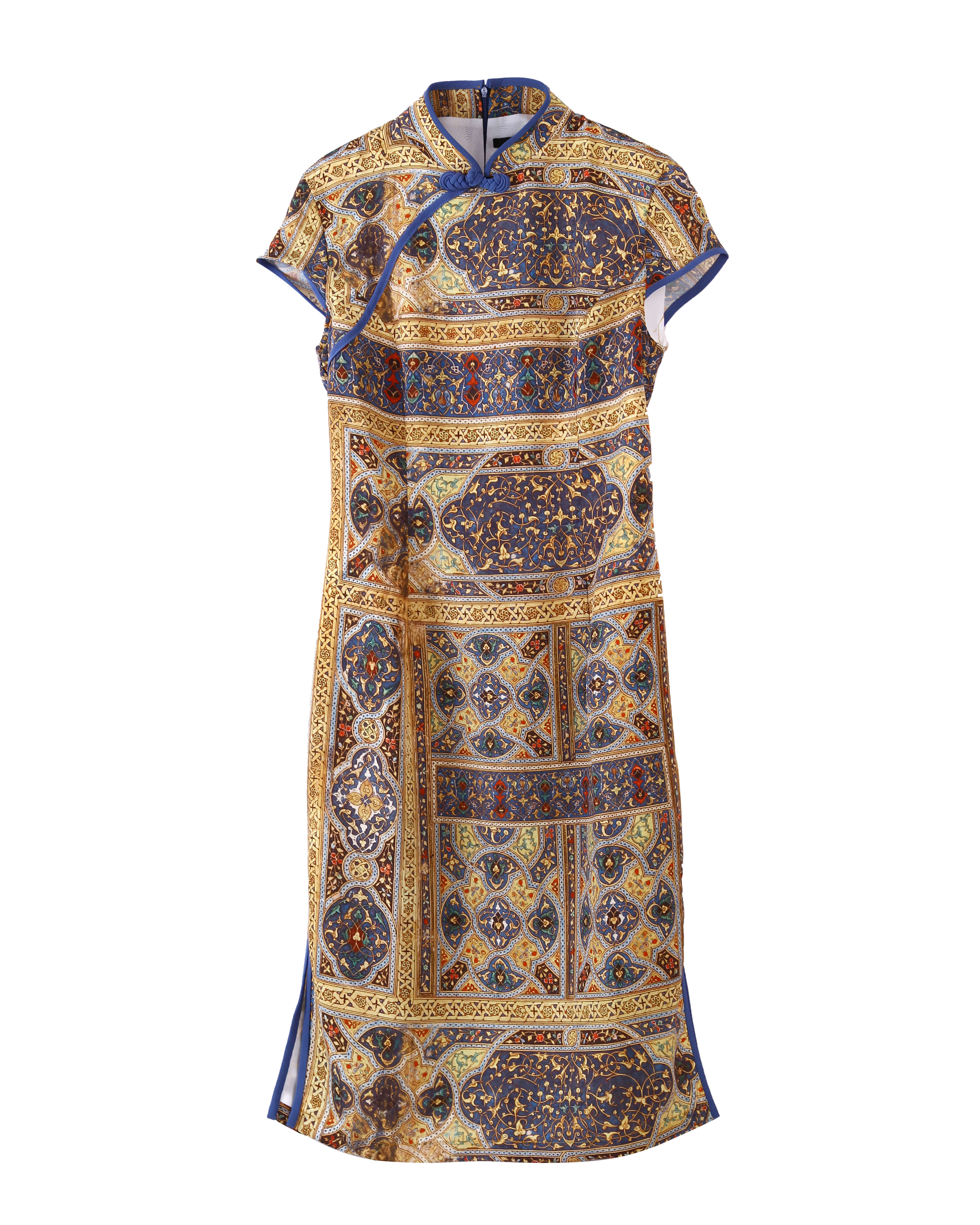 Shahnameh 旗袍 - 12个回收水瓶 - 金色｜AKM Shahnameh Qipao Dress - 12 Recycled Water Bottles - Blue