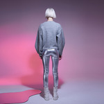 PANTTERFLY2021秋冬羊毛设计感小众圆领灰色毛衣宽松内搭女高级感