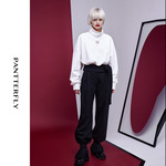 PANTTERFLY2021新款小众设计感白色半高领百搭卫衣宽松高级感女装