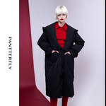 PANTTERFLY2021冬季黑色宽松白鸭绒中长款外套高级感