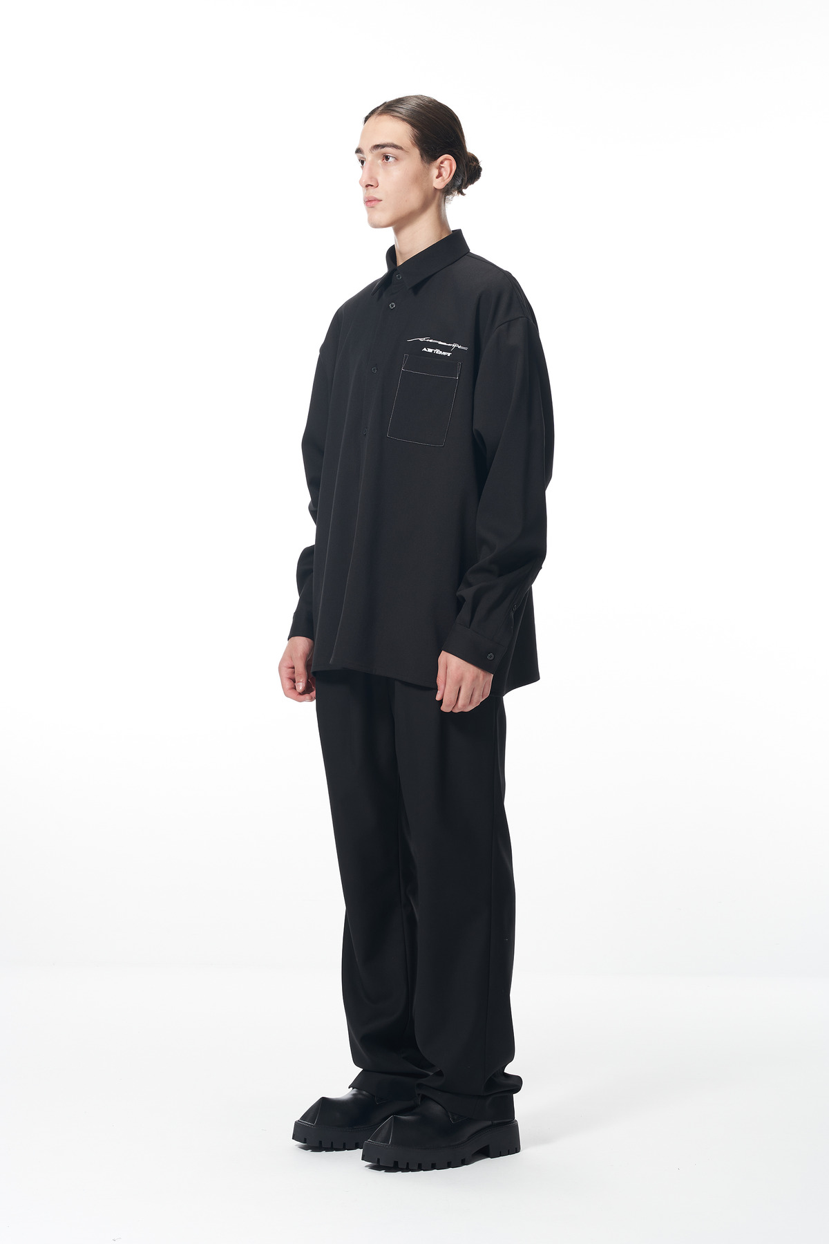 ATTEMPT SS22 手写字体刺绣长袖衬衫-2