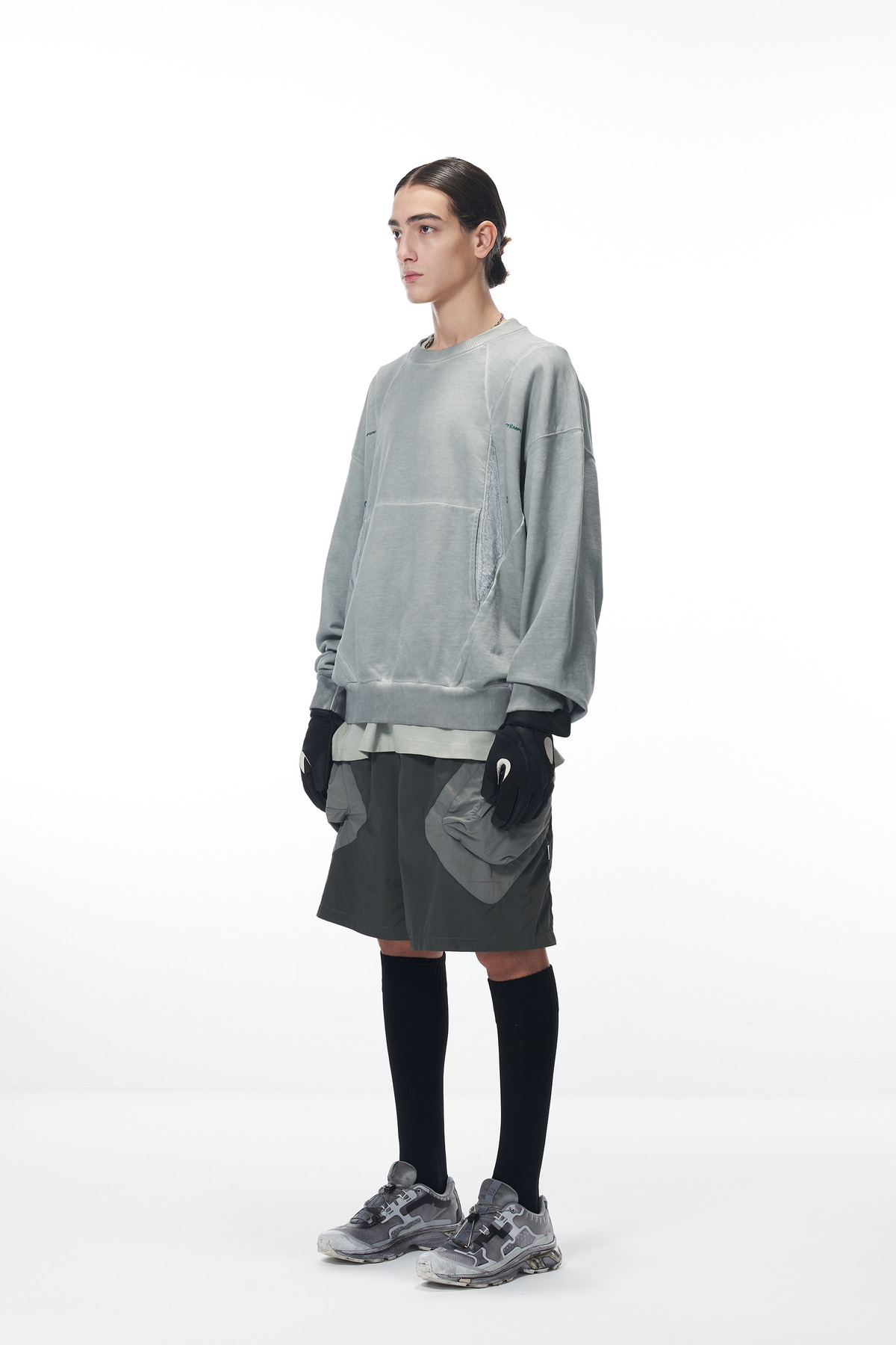 ATTEMPT SS22 脏染线性分割圆领卫衣-2